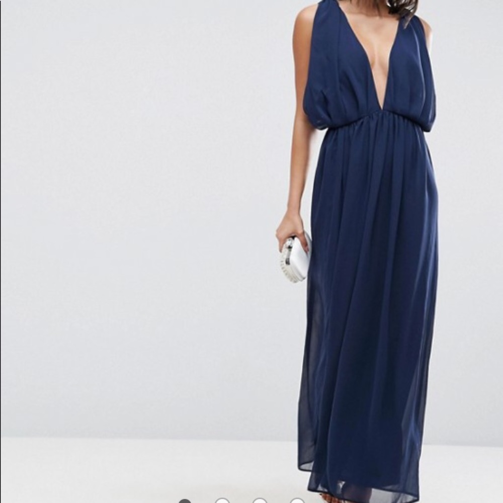 Brand new with tags navy blue gown ASOS Size 12.